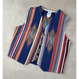 Ortega’s Chimayo RARE Blanket Native Aztec Hand Woven Wool N.M. USA Vest Size M